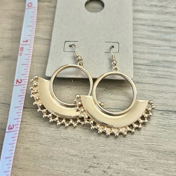 BZB Gold Boho Chic Hoop Earrings with Fan Design - Picture 5 of 5